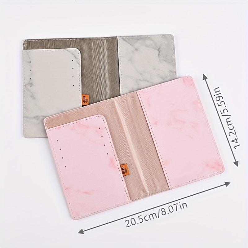 Marble Pattern Passport Holder RFID Blocking PU Leather