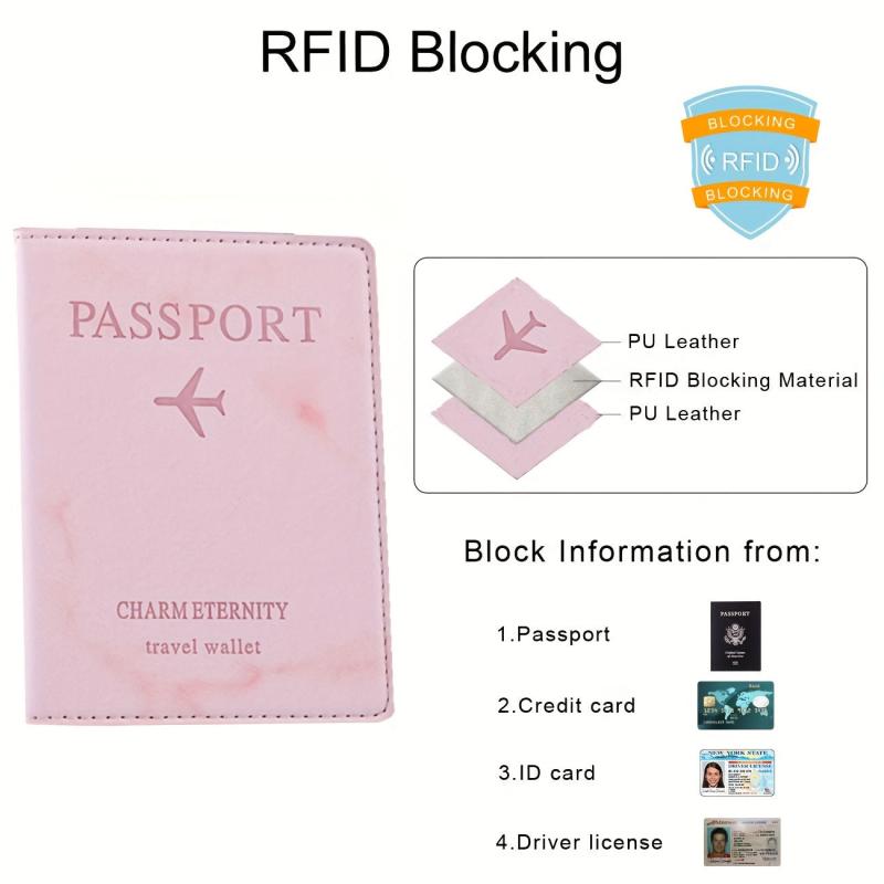 Marble Pattern Passport Holder RFID Blocking PU Leather