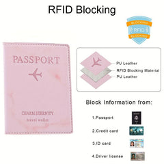 Marble Pattern Passport Holder RFID Blocking PU Leather