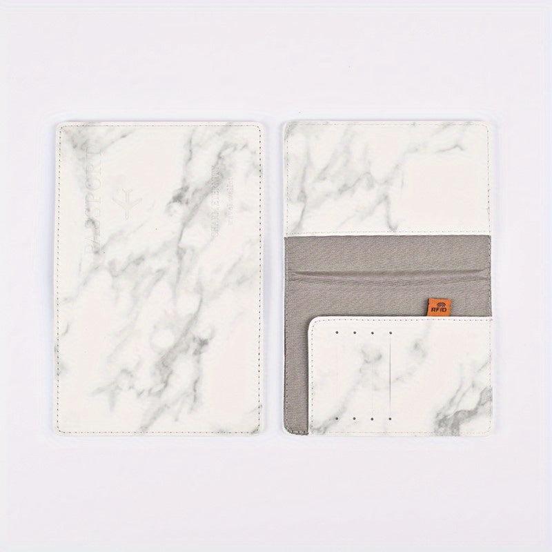 Marble Pattern Passport Holder RFID Blocking PU Leather