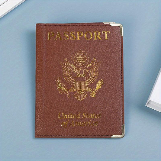 US Leather Passport Cover & Vaccine Card Holder Slim Travel Wallet for Unisex