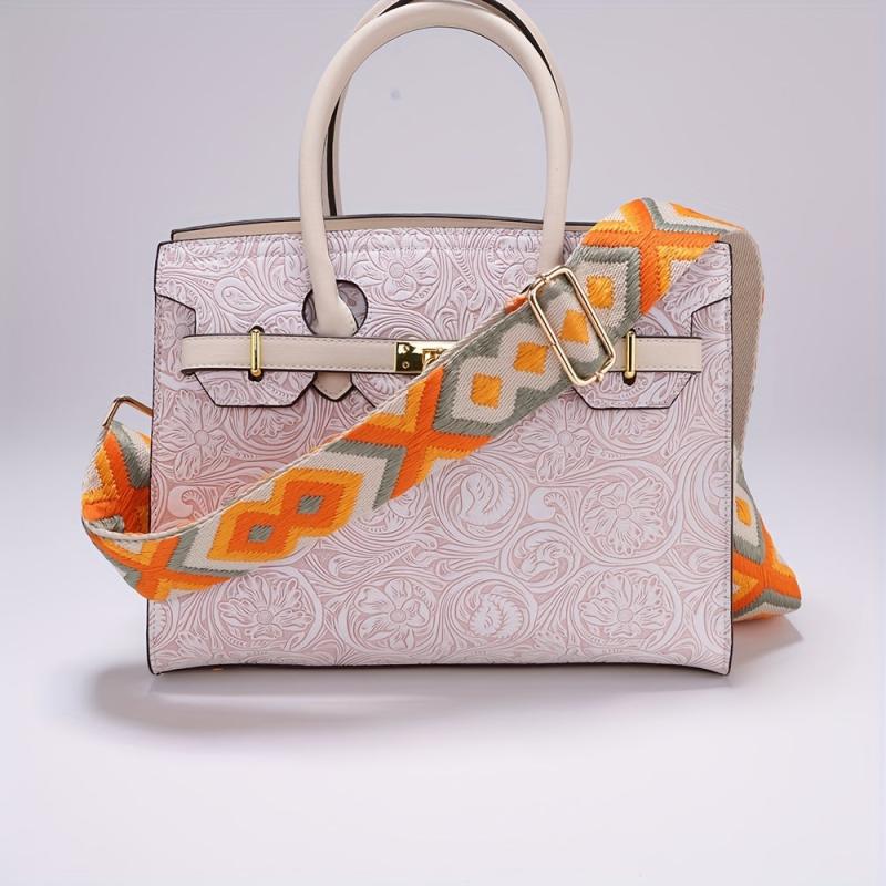 Geometric Embroidery Adjustable Purse Strap Wide Handbag Belt