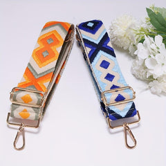 Geometric Embroidery Adjustable Purse Strap Wide Handbag Belt