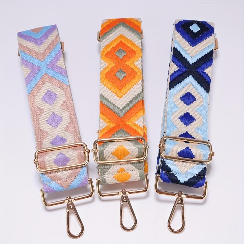 Geometric Embroidery Adjustable Purse Strap Wide Handbag Belt
