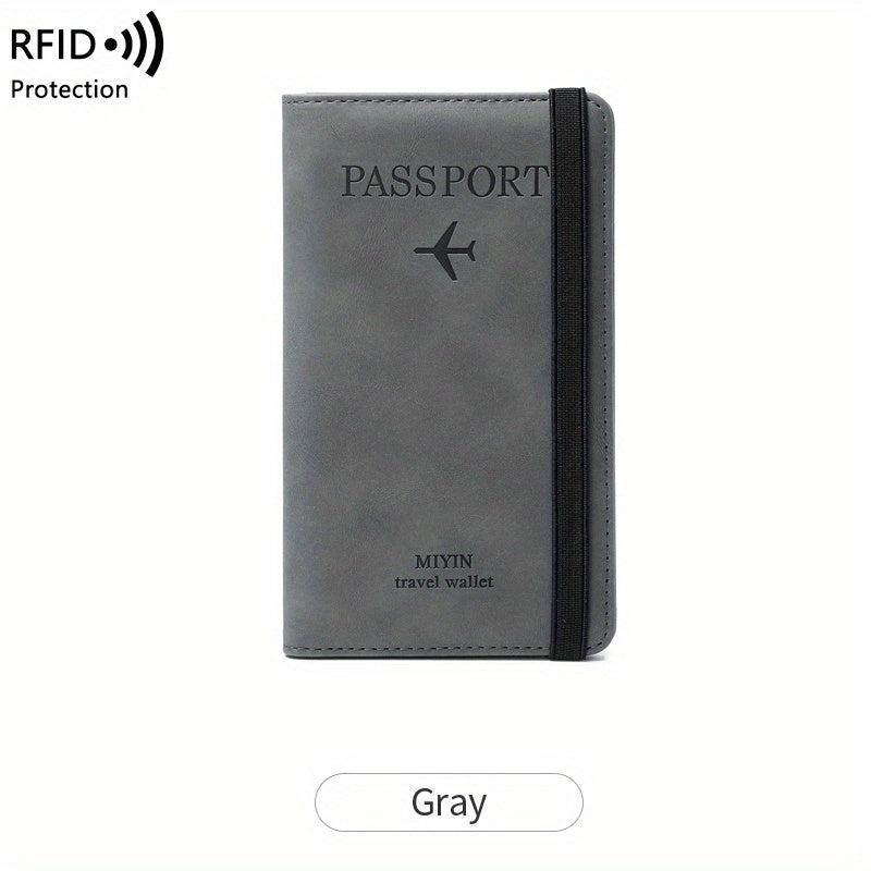 RFID Blocking Passport Holder Wallet PU Leather