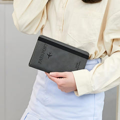 RFID Blocking Passport Holder Wallet PU Leather