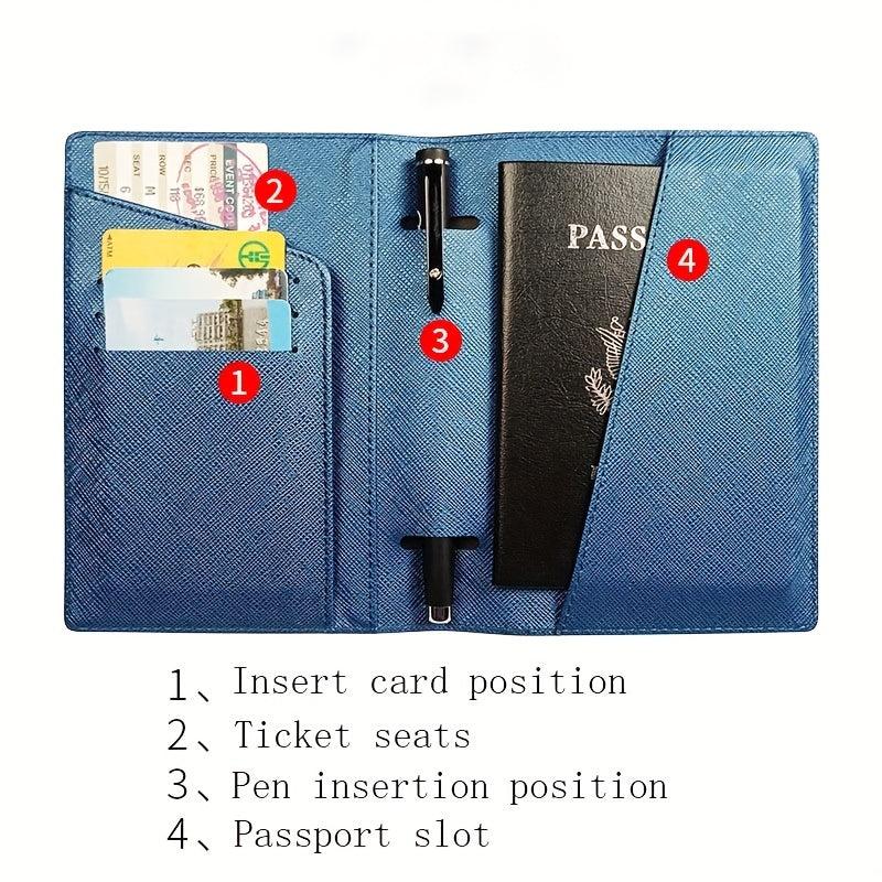 Concealed Buckle Passport Holder with Card Slots and Pen Insert