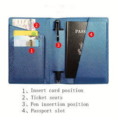 Concealed Buckle Passport Holder with Card Slots and Pen Insert