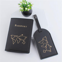 Map Pattern Passport Holder & Luggage Tag Set