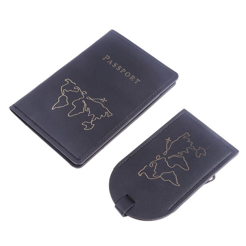 Map Pattern Passport Holder & Luggage Tag Set
