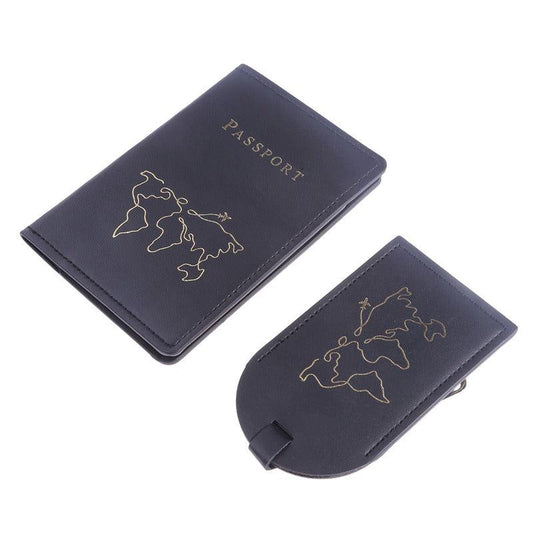 Map Pattern Passport Holder & Luggage Tag Set