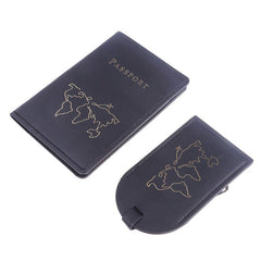 Map Pattern Passport Holder & Luggage Tag Set