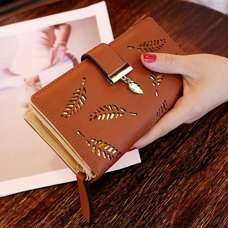 Hollow Leaves Long Wallet Clutch Coin Purse Credit Card Holder