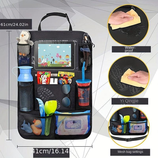 Car Back Seat Organizer Storage Bag Tablet Holder for Kids & Trips