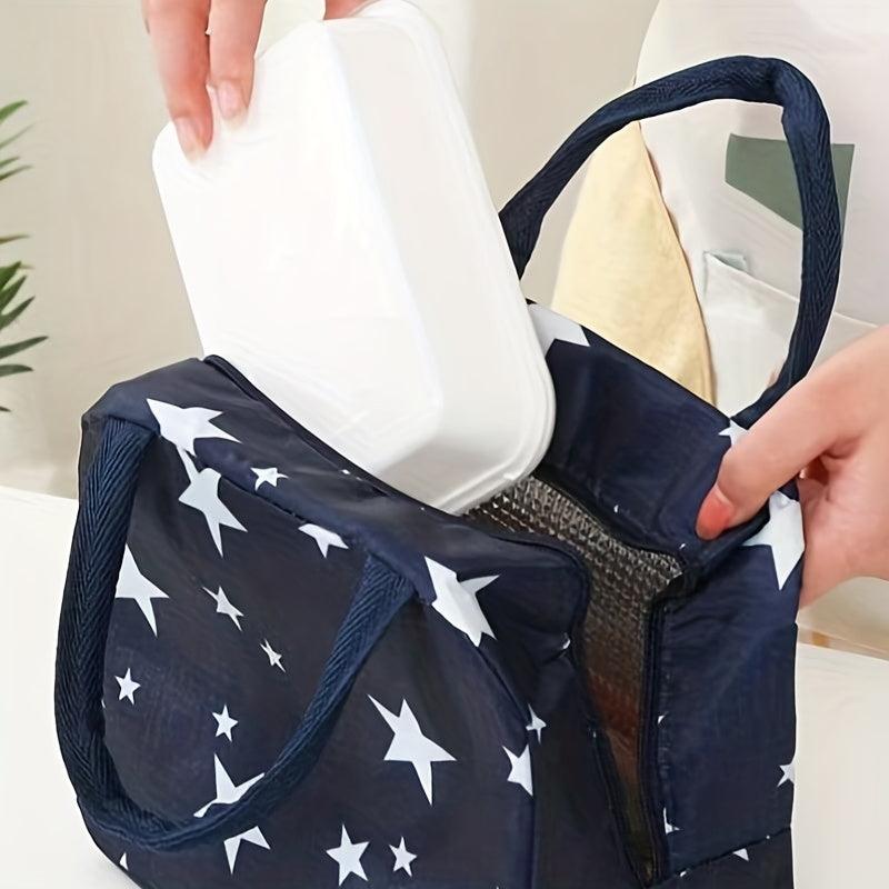 Cartoon Pattern Lunch Handbag Zipper Portable Storage Satchel Bag