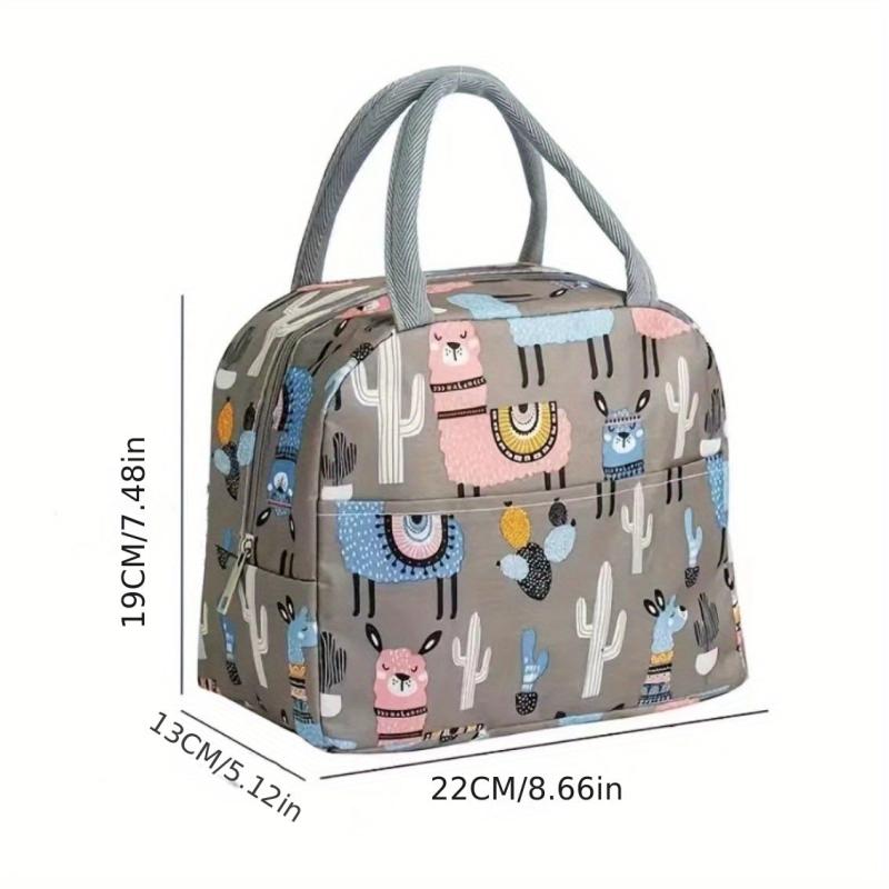 Cartoon Pattern Lunch Handbag Zipper Portable Storage Satchel Bag