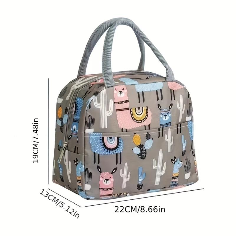 Cartoon Pattern Lunch Handbag Zipper Portable Storage Satchel Bag