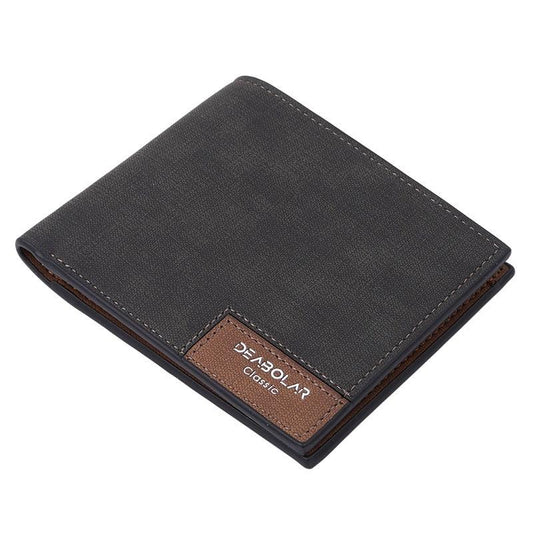 Men's Leather Wallet Short Vintage Wallet Money Clip Card Holder