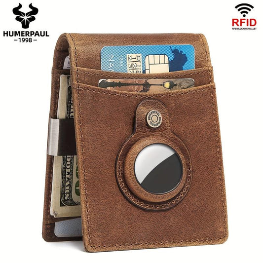 Slim Bifold Wallet Tracker for AirTag RFID Blocking Money Clip