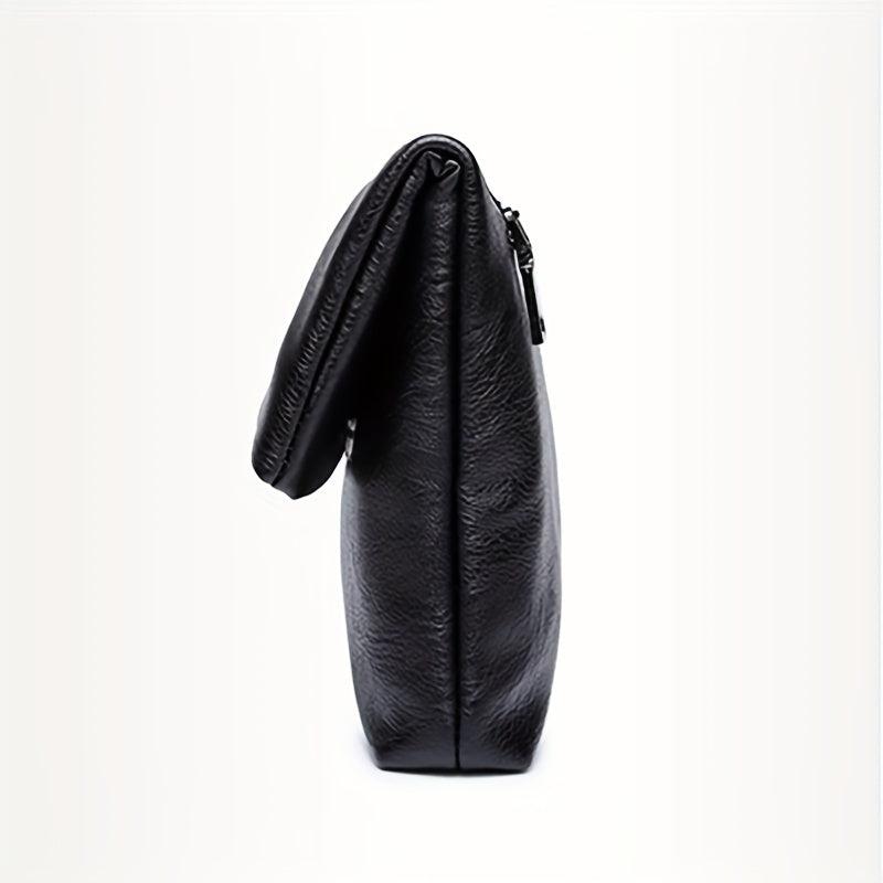 Men's Folding PU Leather Clutch Bag for Business Documents
