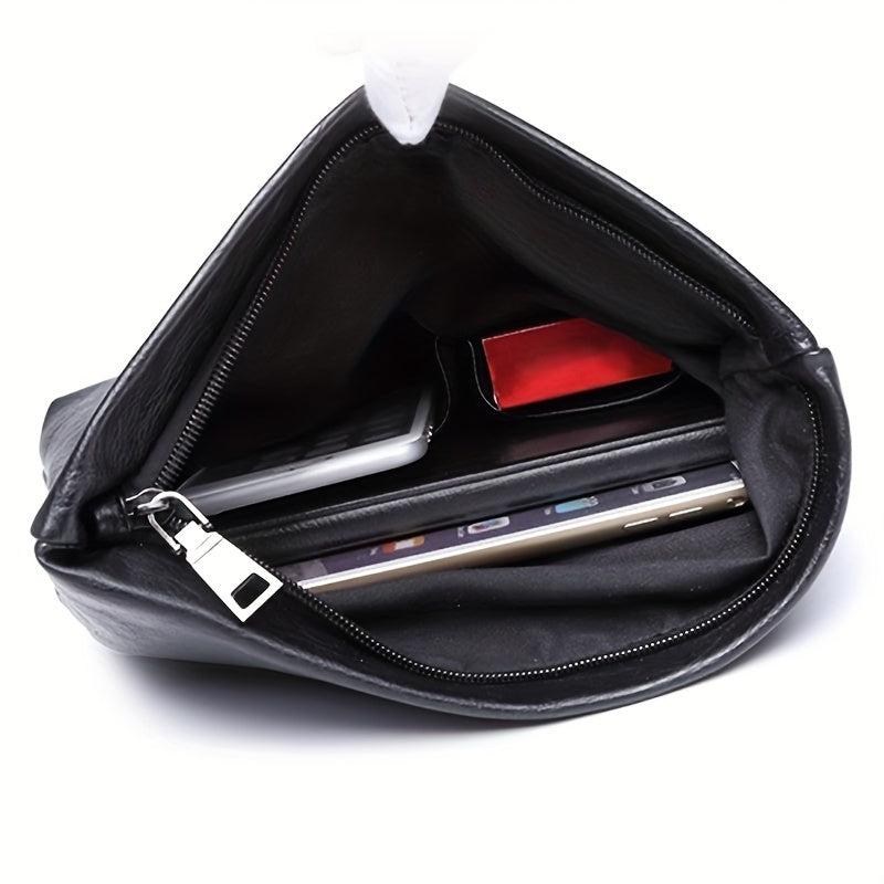Men's Folding PU Leather Clutch Bag for Business Documents