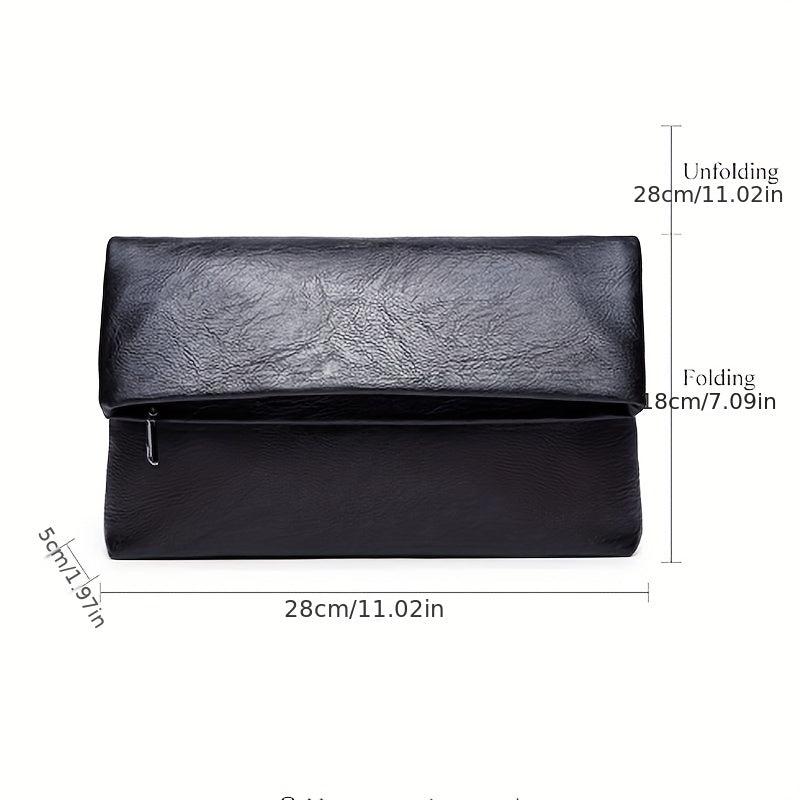 Men's Folding PU Leather Clutch Bag for Business Documents