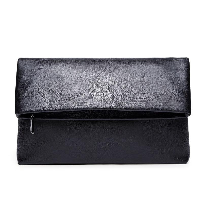 Men's Folding PU Leather Clutch Bag for Business Documents