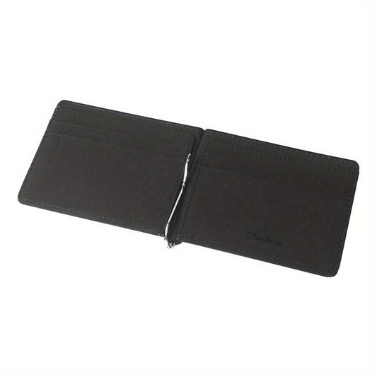 Men's Portable Money Clip Card Case Bifold Card Holder