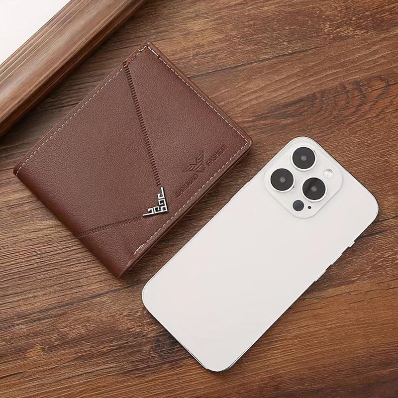 Men's Short Leather Wallet Large Capacity Card Bag