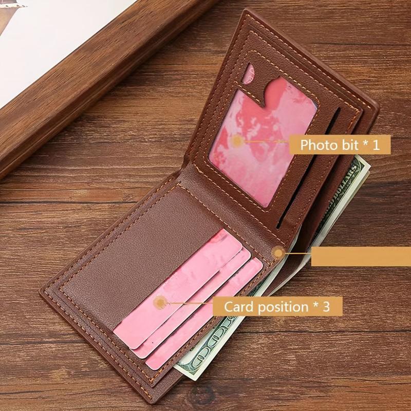Men's Short Leather Wallet Large Capacity Card Bag