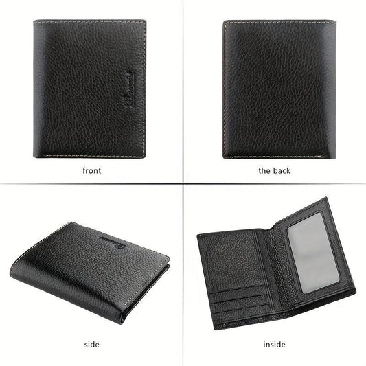 Men's Leather Wallet Money Clip Card Holder Vertical Wallet