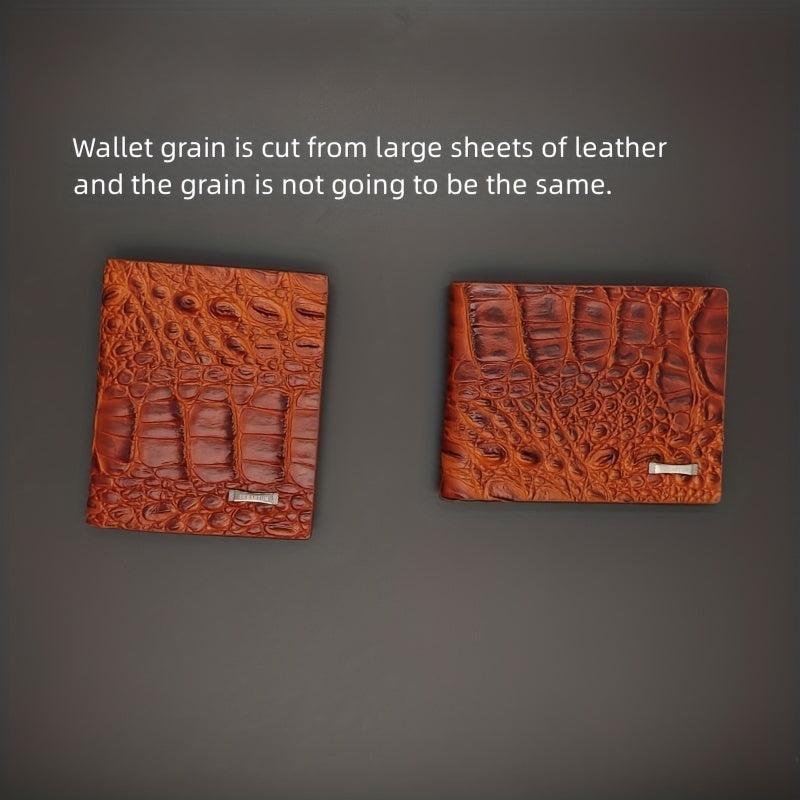 Crocodile Pattern Short Wallet Money Clip Card Holder Leather Wallet