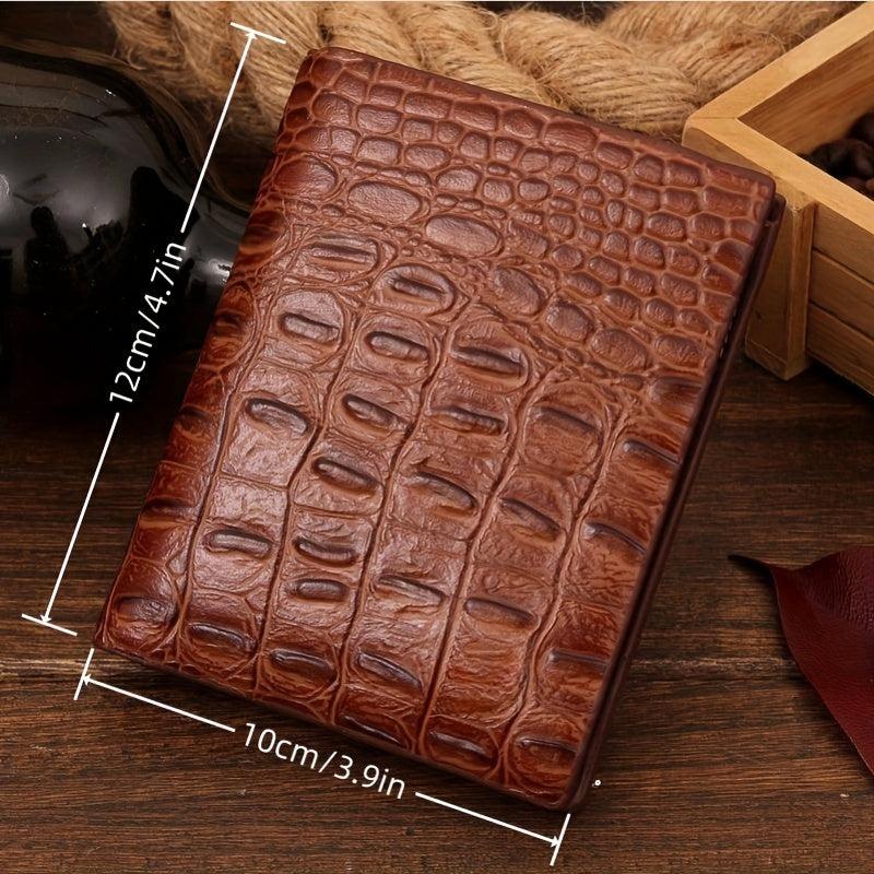Crocodile Pattern Short Wallet Money Clip Card Holder Leather Wallet