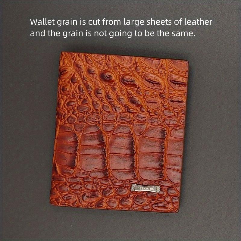 Crocodile Pattern Short Wallet Money Clip Card Holder Leather Wallet