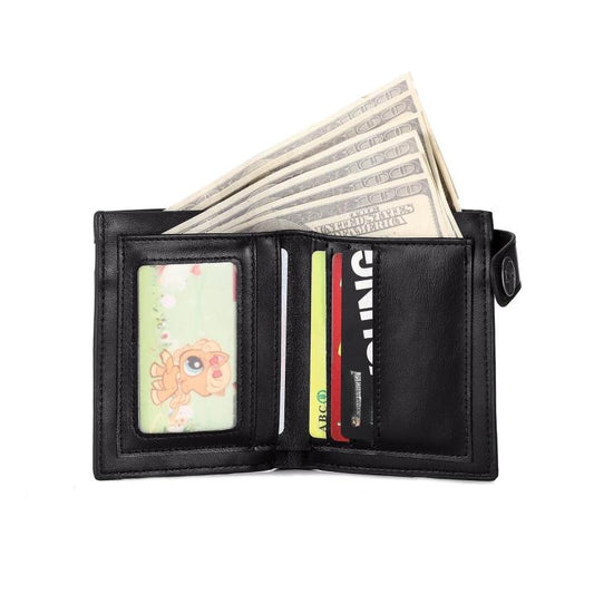 Punk Rocker Skull Leather Card Holder Zipper Wallet with Chain
