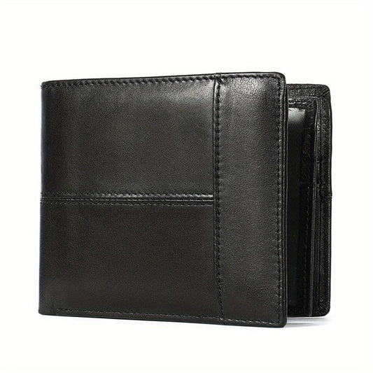 Men's RFID Blocking Leather Short Wallet with Money Clip