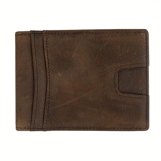 Men's Leather Money Clip Card Slot ID Window Slim Wallet