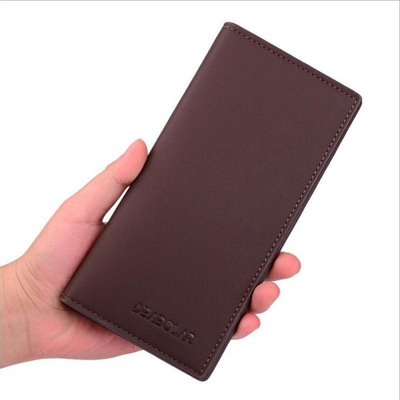 Men's Leather Long Wallet Card Holder Money Clip