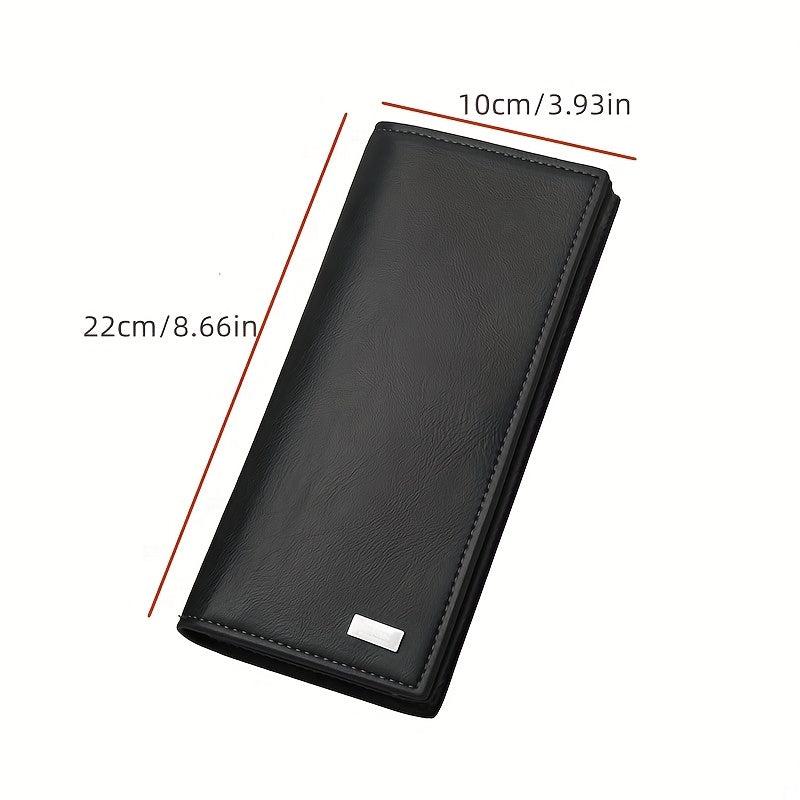 Men's Leather Long Wallet Card Holder Money Clip