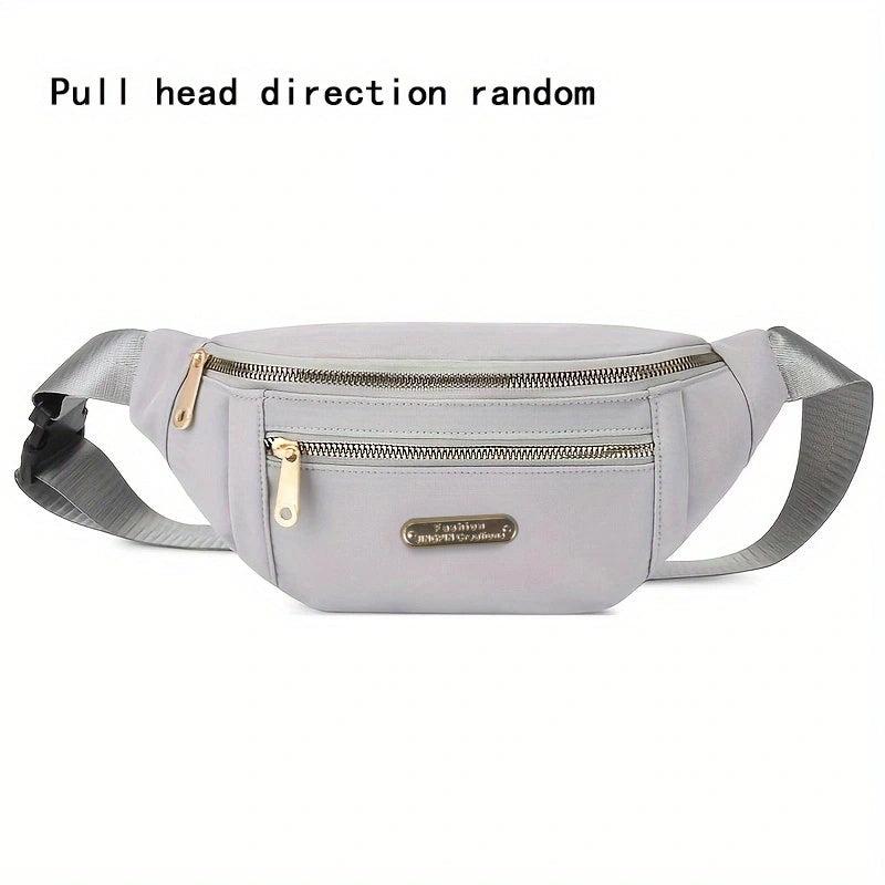 Casual Nylon Waist Bag Double Zipper Crossbody Bag Women's Fanny Pack