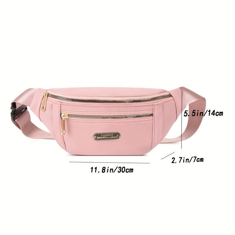 Casual Nylon Waist Bag Double Zipper Crossbody Bag Women's Fanny Pack