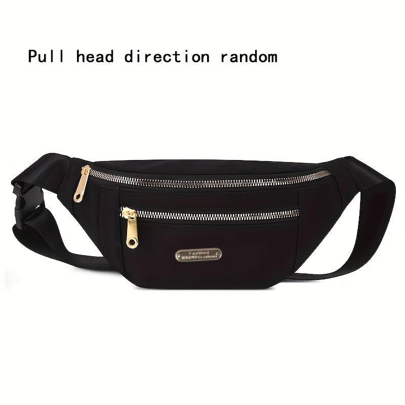 Casual Nylon Waist Bag Double Zipper Crossbody Bag Women's Fanny Pack