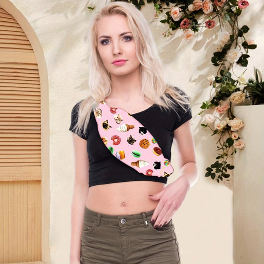 Print Pink Chest Bag Lollipop Snake Pattern Zipper Fanny Pack