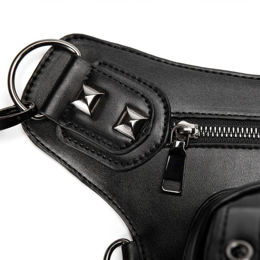 Halloween Punk Skull Waist Bag Gothic Rivets Decor Chest Bag
