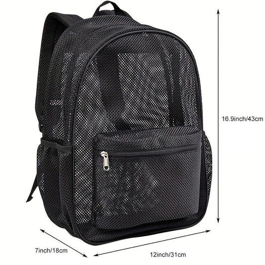 Transparent Mesh Backpack with Padded Shoulder Straps