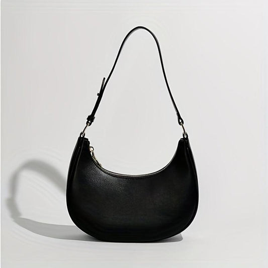 Minimalist Solid Baguette Bag Zipper Underarm Bag