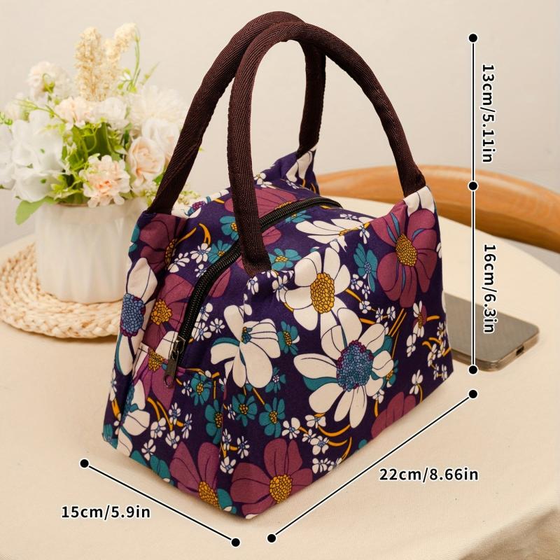 Classic Vintage Pattern Handbag Zipper Versatile Lunch Bag