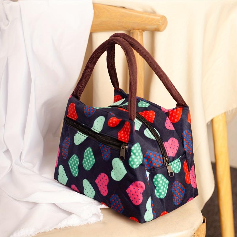 Classic Vintage Pattern Handbag Zipper Versatile Lunch Bag