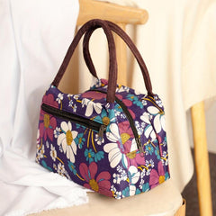 Classic Vintage Pattern Handbag Zipper Versatile Lunch Bag