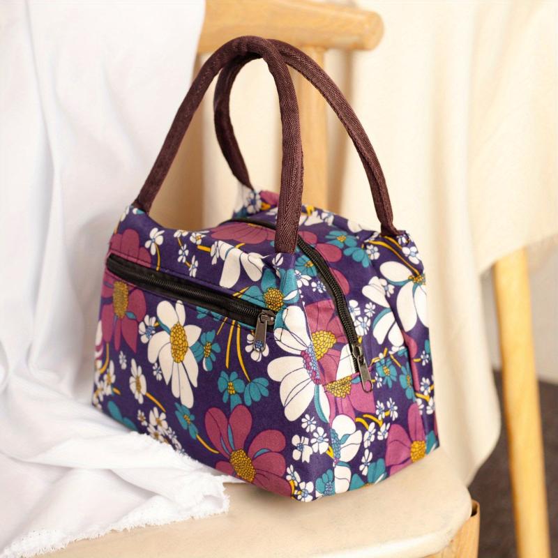 Classic Vintage Pattern Handbag Zipper Versatile Lunch Bag